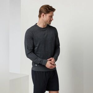 Vuori Ponto Performance Crew Charcoal Heather Grey Men’s L Stretch Knit Wicking